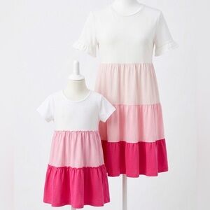 Mommy and Me Matching Pink and White Dresses Family Matching Spring Dress